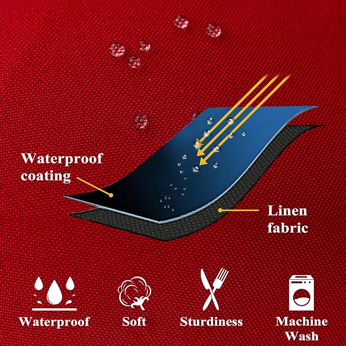Home Brilliant Outdoor Pillow Covers 16x16 Set of 4, Red Outdoor Throw Pillows for Couch Patio Waterproof Slipcovers for Holiday, 16 inches, 40 cm, 4 Pieces, Red