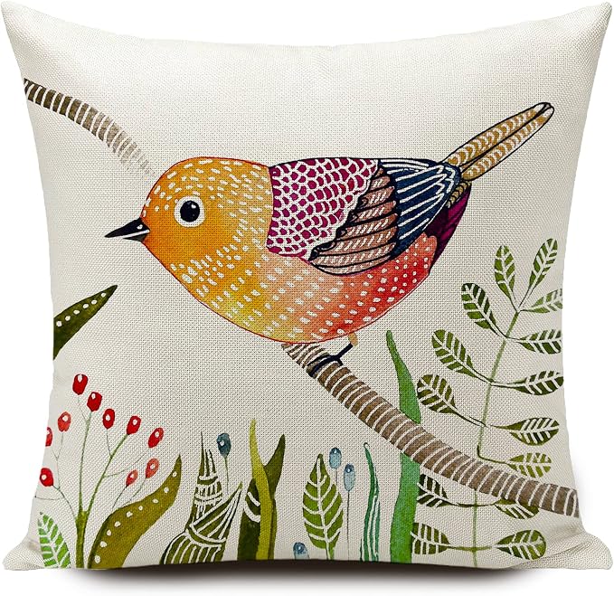 Outdoor Pillow Covers Waterproof Furniture Patio Garden Decor for Outside Chair Cushions Birds Throw Pillows 18x18 Inch Set of 4 Decorative for Couch Sofa