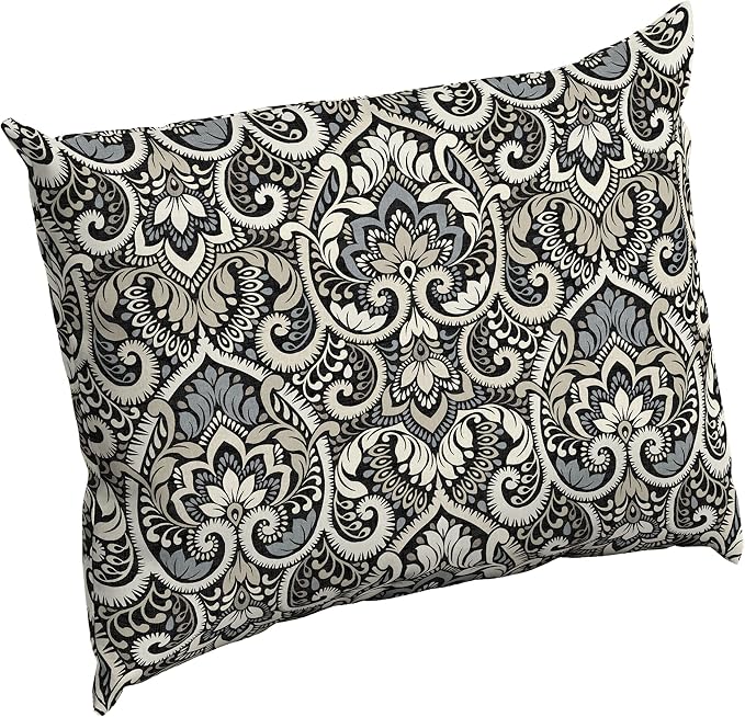 Arden Outdoor Pillow Back Cushion, 23x17, Black Damask | Perfect for Deep Seat, Sofa, or Couch, Plush Support, Fade-Resistant, Mold and Mildew Resistant