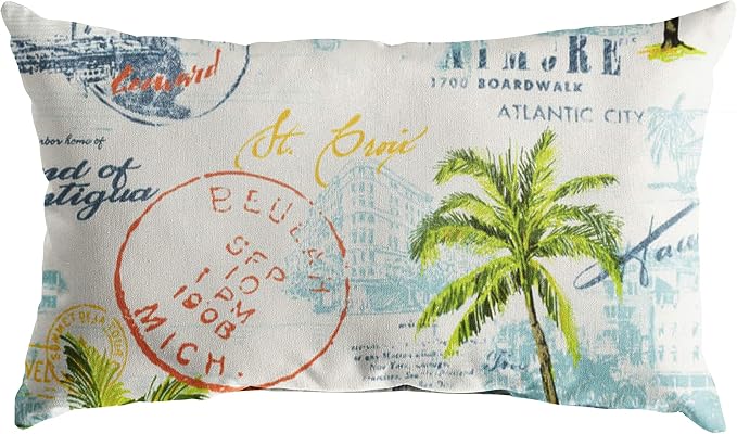 Sorra Home On Island Time Indoor/Outdoor Pillow, 13 x 20 x 3 inches, Navy