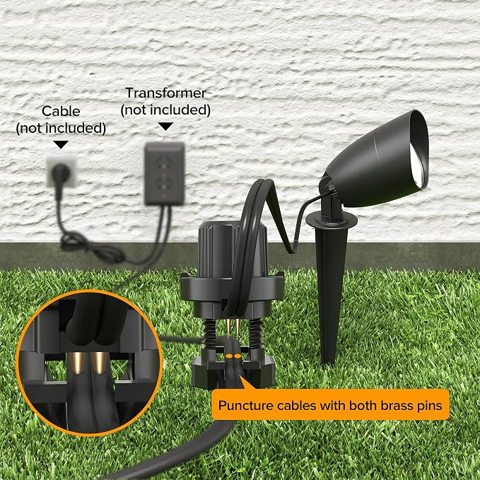 LUTEC 12V Low Voltage Landscape Lighting, Die-cast Aluminum Spot Lights with Connectors, IP65 Waterproof Outdoor Landscape Spotlights, 5W 550LM Warm White 3000K for Tree Garden Yard Pathway, 8 Pack