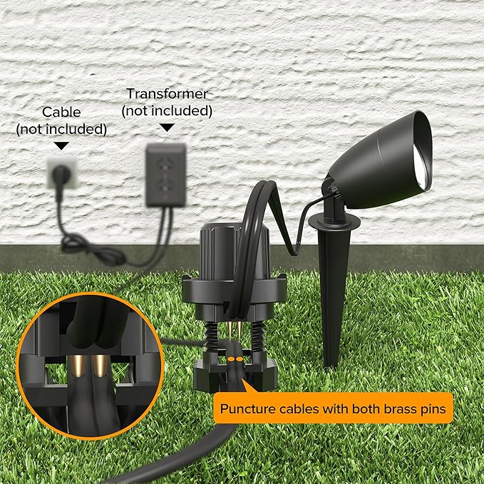 LUTEC 12V Low Voltage Landscape Lighting, Die-cast Aluminum Spot Lights with Connectors, IP65 Waterproof Outdoor Landscape Spotlights, 5W 550LM Warm White 3000K for Tree Garden Yard Pathway, 1 Pack