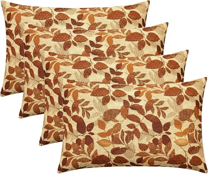 RSH DECOR: Sunbrella Lumbar Throw Pillows Set of 4 | 20" x 12" | Water and Fade-Resistant Performance Fabric | Outdoor Pillow Covers with Down-Alternative Inserts | Made in USA (Gentry Sequoia)