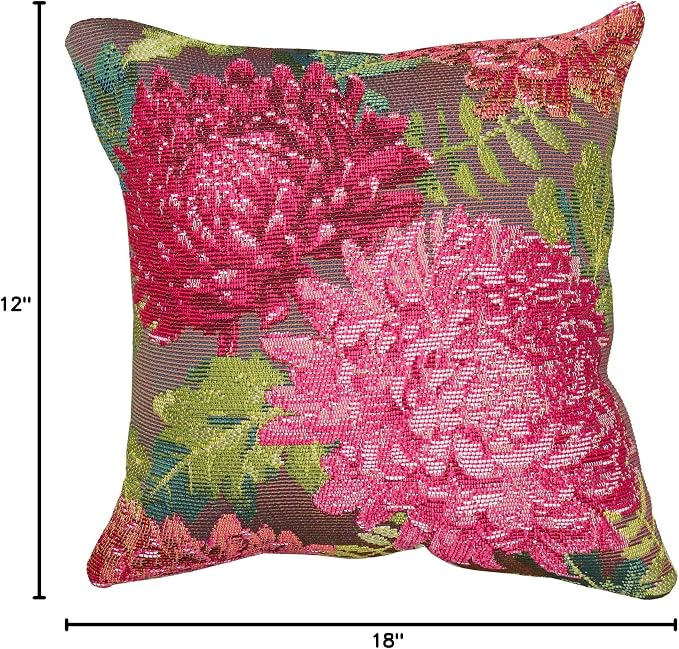 Liora Manne Marina Indoor/Outdoor Power Loomed Easy Care Pillows, 12" x 18", Mums Fuchsia