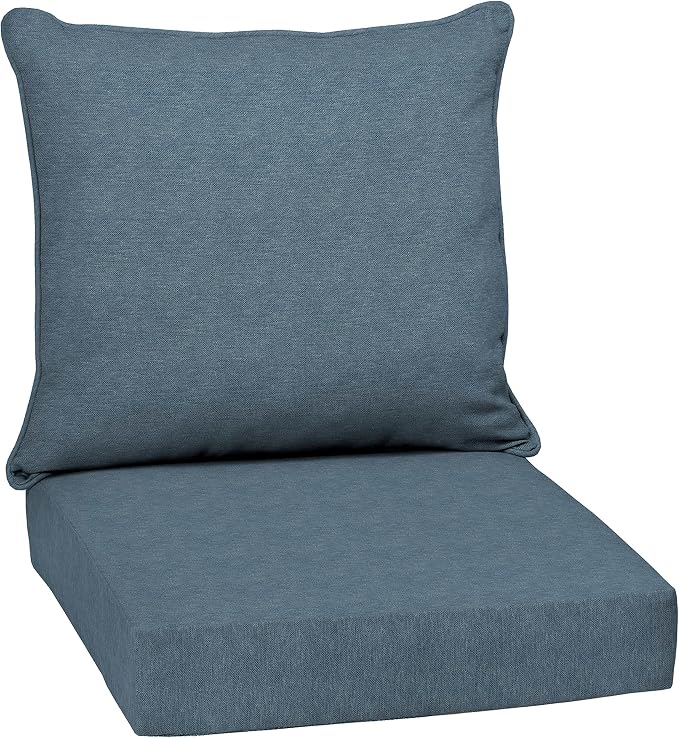 Arden Outdoor Deep Seat Cushion Set, Olefin Fabric, 24x24, Denim Alair | Woven Outdoor Fabric, Outdoor Sofa, Couch, Conversation Set, Water Repellent, Fade Resistant, Mold and Mildew Resistant