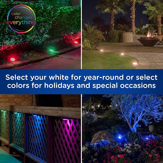 Enbrighten LED Ground Lights Outdoor 40ft | Color Changing | Remote Control | Path Lighting | Pack of 2