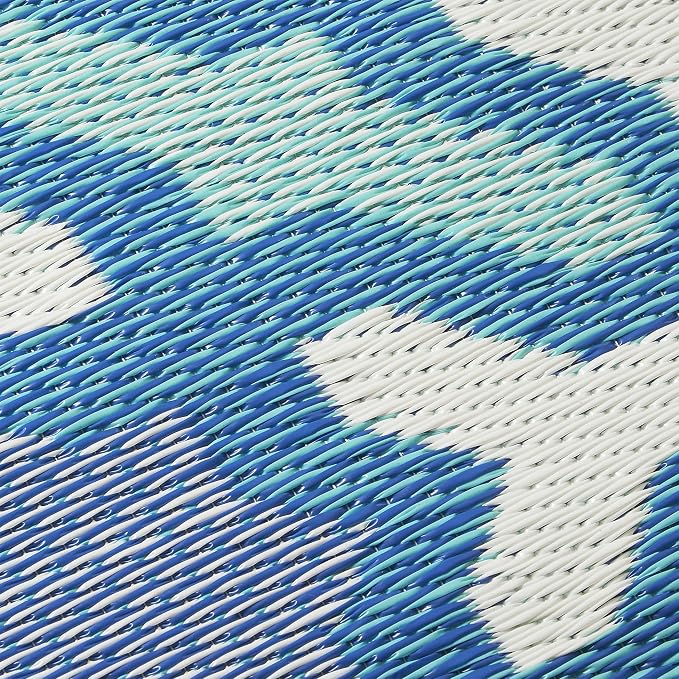 Fab Habitat Outdoor Premium Recycled Plastic Pillow - Waterproof, Fade Resistant - Spanish Tile Farmhouse - Patio, Porch, Deck, Balcony - Seville - Multicolor Blue - 20" x 20"