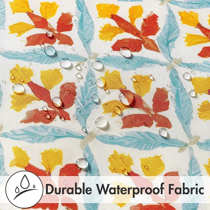 MIULEE Outdoor Floral Pillow Covers Waterproof 20x20 Orange Teal Red | Decorative Block Print,Boho Farmhouse, Set of 2 Coastal Summer Cushion Covers with Piping,Garden Patio Furniture Porch Couch