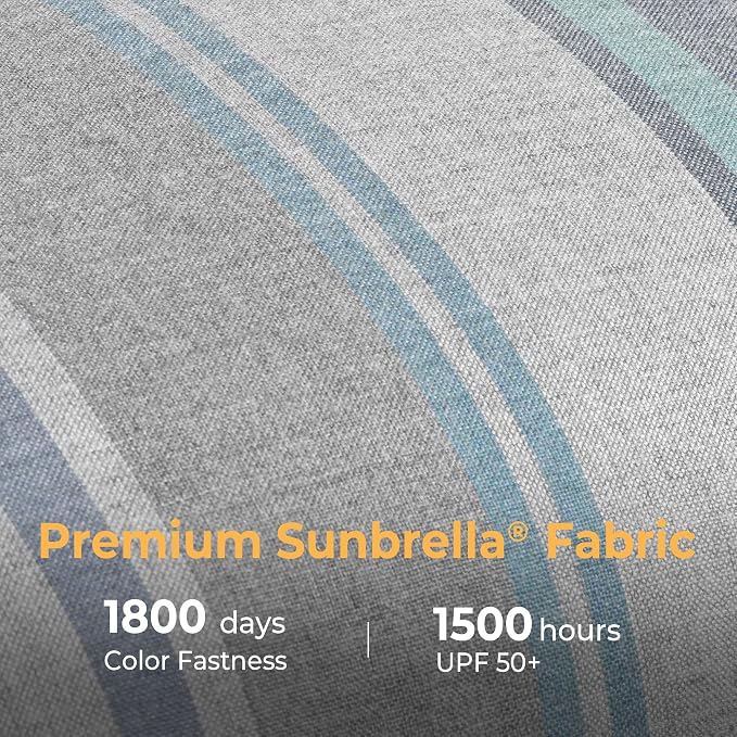 Outdoor Pillows, Patio Decorative Pillows Pack of 2, Waterproof Throw Pillows for Outdoor Furniture, 16× 16 Comfortable Spring Outdoor Pillows for Bed, Couch, Sofa, Grey & Blue Stripe