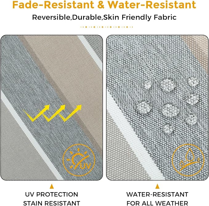 FUNHOME Waterproof Outdoor Throw Pillow Covers Set of 2,Home Decor for Garden Patio Furniture,Couch,Sofa 18 x18 Inch Decorative Pillows Cover Only,NO Insert(Gray Stripe)