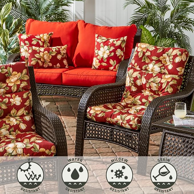 Greendale Home Fashions 2-Pack Outdoor 19x12 inch Rectangle Decorative Throw Pillow, Tuscan Floral