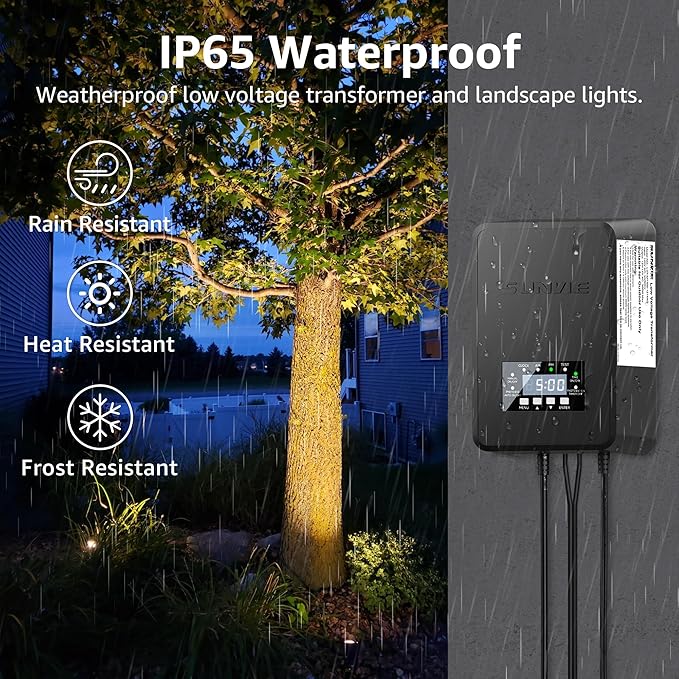 SUNVIE Low Voltage Landscape Lights with 300W Transformer, 12PCS | 12-24V LED Landscape Lighting Kit 3000K Waterproof Aluminum Landscape Spotlights with Connectors for House Yard Tree Garden