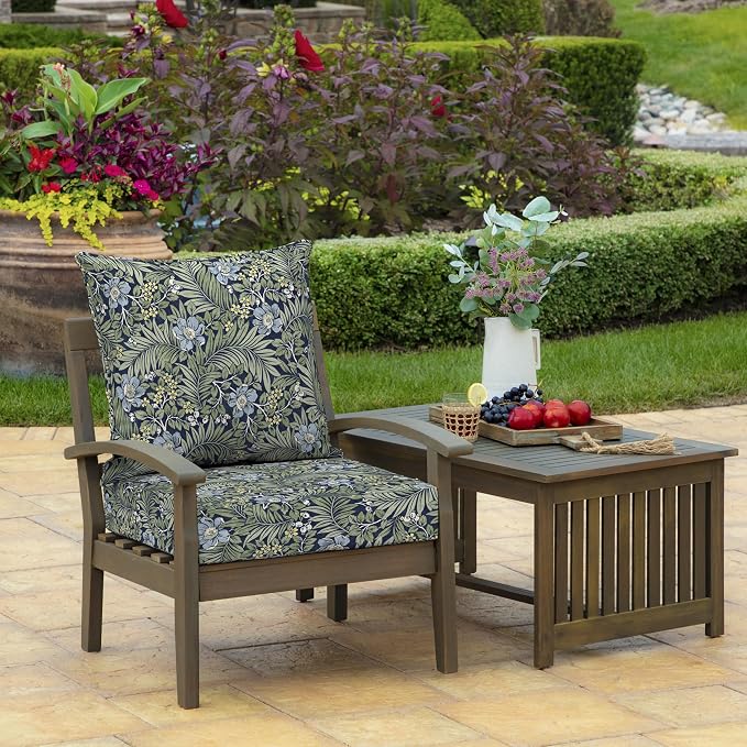 Arden Deep Seat Outdoor Chair Cushion Set, 24 in x 24 in, Weather-Proof, Rain-Proof, Fade Resistant Patio Cushion Set for Chair, Sofa, and Couch Sapphire Morrison Floral | Outdoor Sofa, Couch, Conversation Set, Weather-Proof, Rain-Proof, Fade Resistant...