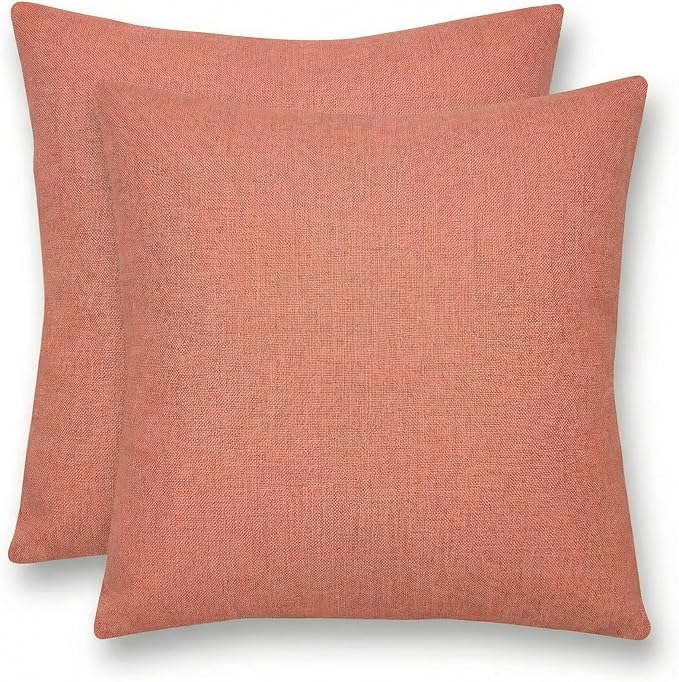 RSH DECOR Square Throw Pillows Set of 2, 17" x 17", Outdoor Pillows Waterproof, Outdoor Pillow Covers, Pillow Covers for Couch, Cast Petal Pink, Made in USA