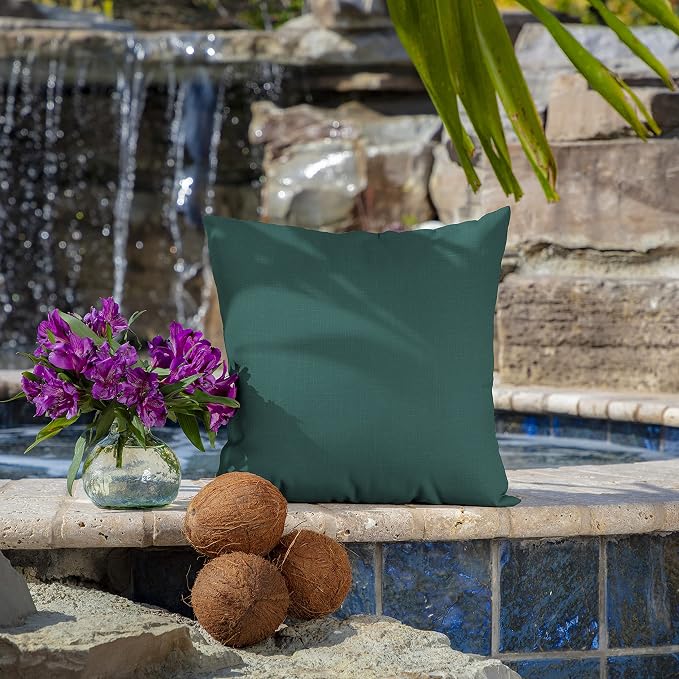 Arden Outdoor Toss Pillow, 4-Pack, 16x16, Peacock Blue Green | Indoor/Outdoor Décor, Set of 4, 16 x 16, Rain-Proof, Fade Resistant, Mold and Mildew Resistant