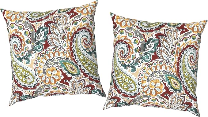 Outdoor Pillow Covers Waterproof 20x20 Inch Set of 2 Paisley Chilli Decorative Outside Patio Furniture Cushion Cases Decor for Porch Garden