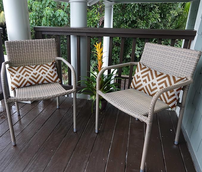 Indoor/Outdoor Polyester Fabric Lumbar Pillow Cover, All-Weather Waterproof Rectangular Cushion Case for Patio Furniture, 12 x 20 Set of 2 - Abstracts-68