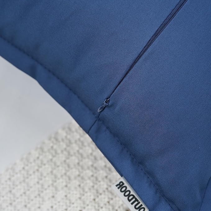 LIGICKY Navy Blue Outdoor Lumbar Pillows Waterproof Pillow Covers 12x20 Inch Pack of 2 Decorative Rectangle Solid Color Pillows with Wide Edge Cushion Cover for Patio Tent Garden Couch Balcony