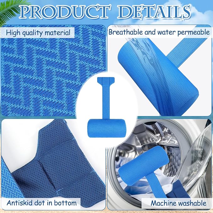 Kigley 2 Pcs Chaise Lounge Headrest Pillow for Patio Outdoor Pool Headrest Pillow Quick Drying Lounger Supplies for Adult with Non Slip Weighted Tail(Blue)