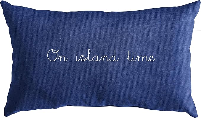 Sorra Home On Island Time Indoor/Outdoor Pillow, 13 x 20 x 3 inches, Navy
