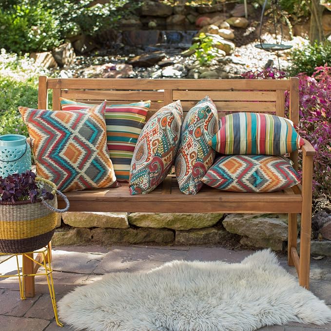 South Pine Porch Outdoor 17-inch Square Accent Pillow, Set of 2, Asbury Park