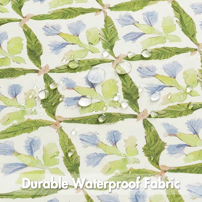 MIULEE Outdoor Floral Pillow Covers Waterproof 20x20 Green | Decorative Block Print,Boho Farmhouse, Set of 2 Coastal Summer Cushion Covers with Piping,Garden Patio Furniture Porch Couch