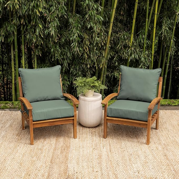 Arden Outdoor Deep Seat Cushion Set, Foam, 24x24, Sage Green Texture | 2-Pack, earthFIBER, Sofa, Couch, Conversation Set, Premium High-Density Foam, Never Flattens, Mold and Mildew Resistant