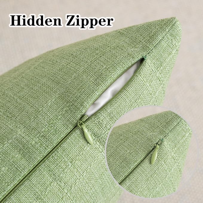 Kevin Textile Outdoor Waterproof 14”x36” Pillow Cover 1 Pack, Sage Green | Water Resistant, Soft Faux Linen-cotton Yarn-dyed Woven Texture Throw Pillow Covers for Tent Patio Garden Couch Sofa
