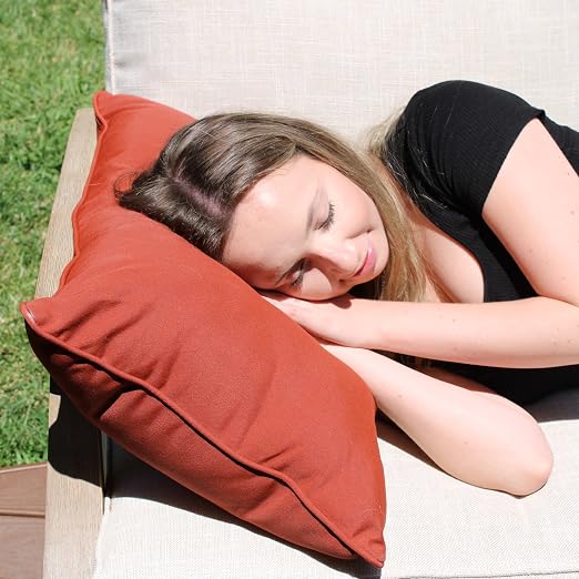 Factory Direct Partners Presidio 24" x 24" Square Decorative Throw Pillow Set with Piping for Indoor/Outdoor Furniture; UV, Fade, Weather-Resistant Olefin Fabric (2-Pack) - Rust Red, 13811-118