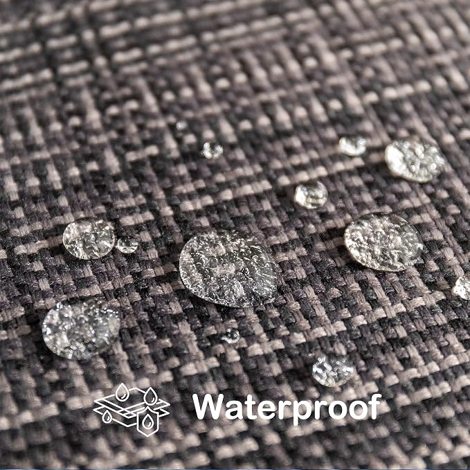 Kevin Textile Outdoor Waterproof 20x20 Inch Pillow Covers 2 Pack, Black | Water Resistant, Faux Linen Yarn-dyed, Woven Texture Throw Pillow Covers for Tent Patio Garden Couch Sofa