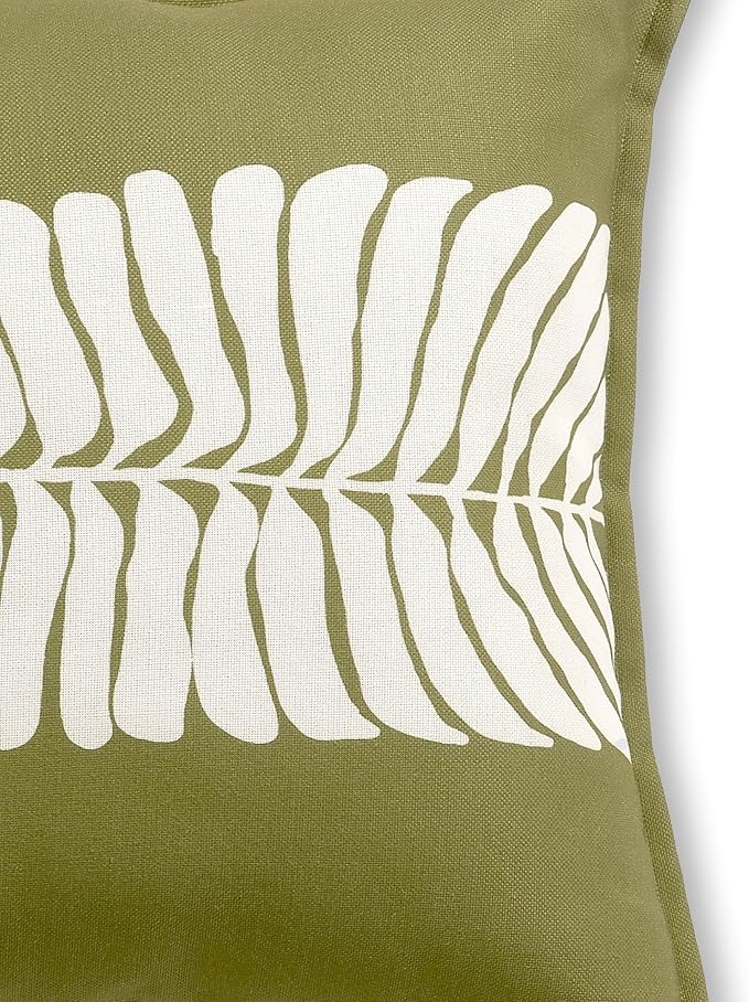 Fab Habitat Indoor/Outdoor Throw Pillow Made from Recycled Polyester Yarn - Double Sided, Stain Resistant, Machine Washable - Tropical - Patio, Deck, Porch, Living Room - Hilo - Green - (20" x 20")