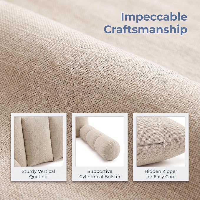 4 PCS Porch Swing Cushion Set with Removable Cover | Shredded Foam Filled Daybed Cushion. Soft Supportive Hanging Chair Cushion Replacement for Porch, Garden, Bedroom, Beige