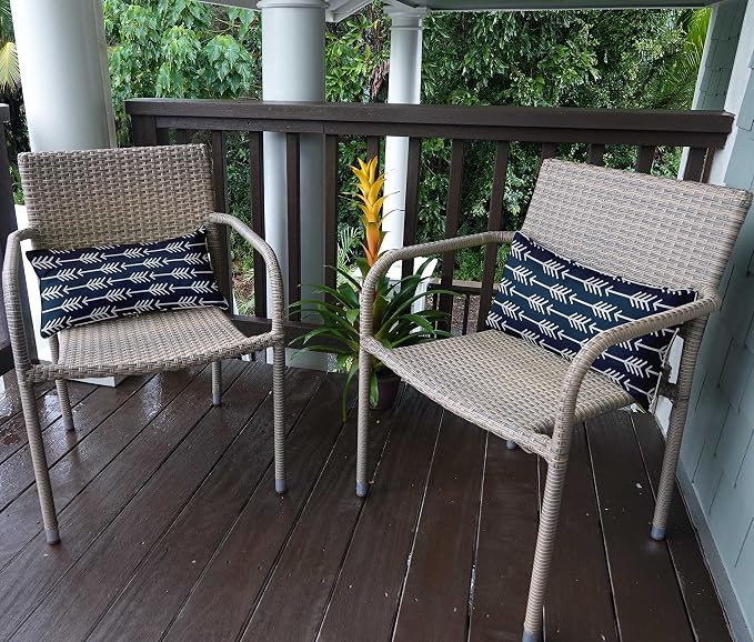 Indoor/Outdoor Polyester Fabric Lumbar Pillow Cover, All-Weather Waterproof Rectangular Cushion Case for Patio Furniture, 16 x 24 Set of 2 - Arrow-64