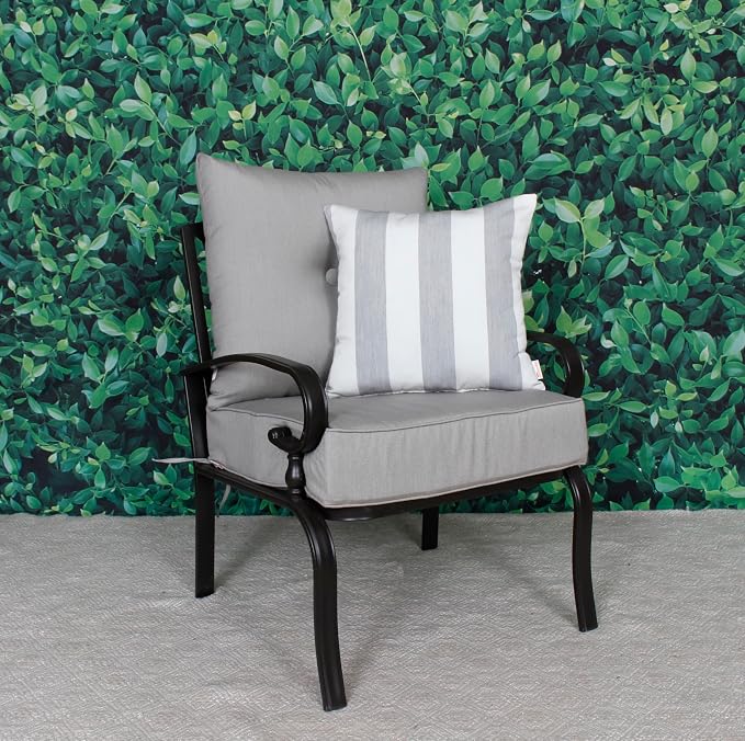 Outdoor/Indoor Sunbrella Throw Pillow Cover Only Square Set of 2 Pieces 20 inch x 20 inch Cabana Granite/Gray Stripe - Insert Not Included