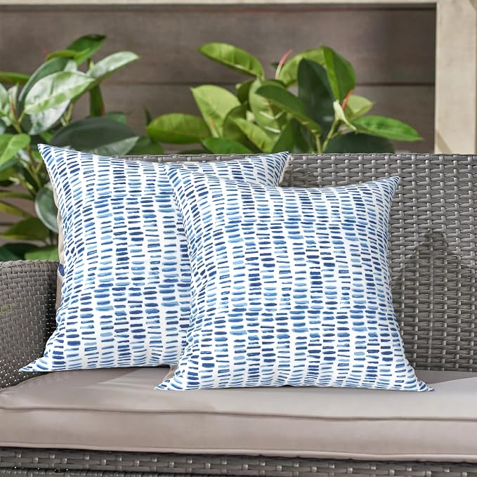 LVTXIII Outdoor Throw Pillows, Decorative Throw Pillows with Inserts, 16"x16" Square Pillows for Bed, Couch, Sofa and Patio Furniture, Set of 2, A Pebble Blue