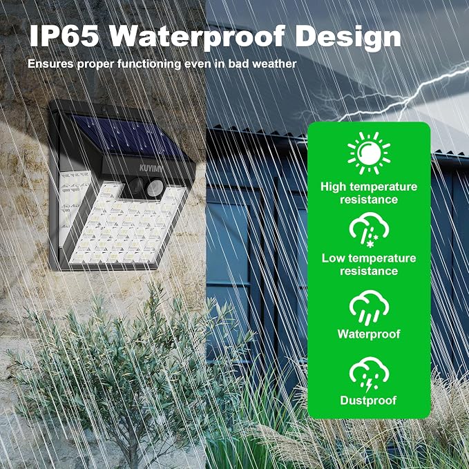 Solar Lights Outdoor, 72 LED Motion Sensor Wall Light, IP65 Waterproof and 3 Lighting Modes, Solar Powered Security Wireless Light Outside for Patio, Garden, Fence, Porch, Front Door(6 Packs)