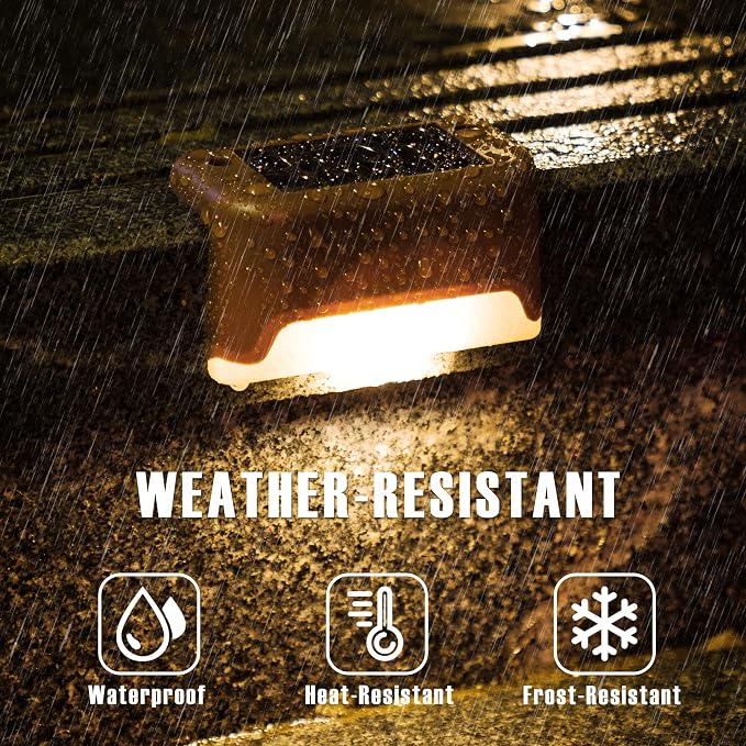 GIGALUMI Led Solar Deck Lights, 20 Pack Waterproof, Warm White | LED Solar Lights for Outdoor Deck, Stairs, Step, Fence, Railing, Yard and Patio