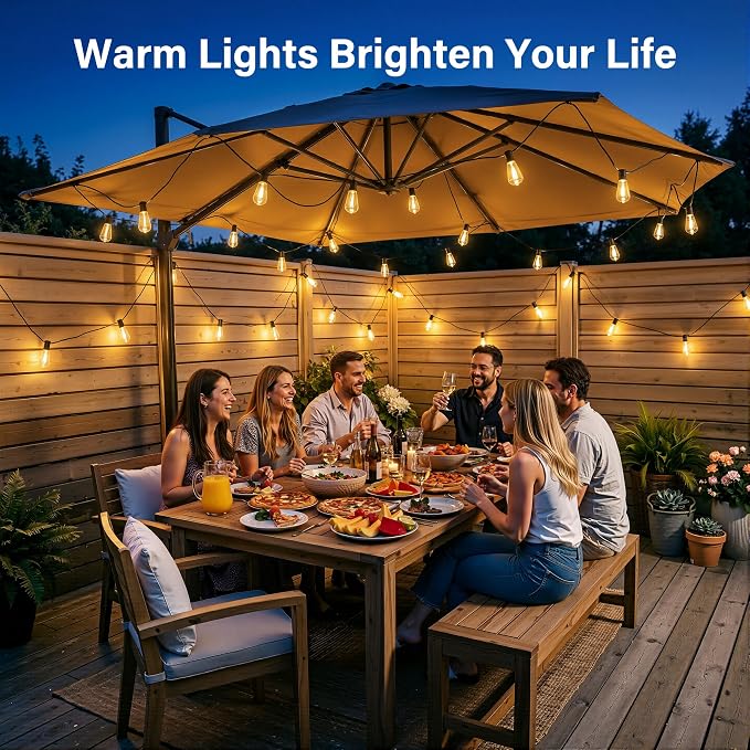 Ollny Outdoor String Lights 205FT, Shatterproof Connectable Patio Lights with 80 ST38 Vintage Edison LED Bulbs, 2200K Warm White Waterproof Outside Lights for for Backyard Porch Balcony Camping Bistro