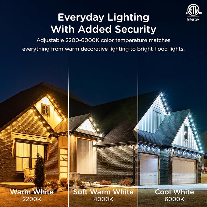 Enbrighten Eternity Permanent Outdoor Lights, 100ft, 72 Lights, Smart | White Cord, RGBWIC LEDs, Weatherproof, Cuttable, Link to 200ft, Christmas, App Control, Works with Alexa & Google Home