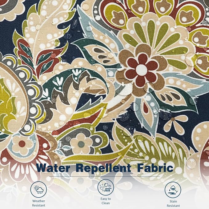 20x20 Inch Pack of 2 Patio Throw Pillow Covers ONLY, Water Repellent Cushion Cases, Square Pillowcases for Outdoor Couch Decoration, Paisley Sapphire Blue