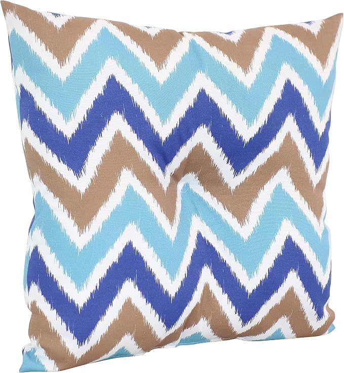 Sunnydaze Tufted Indoor and Outdoor Decorative Throw Pillows - 19-Inch Square Patio Cushions Set of 2 - Weather-Resistant Polyester - Chevron Bliss
