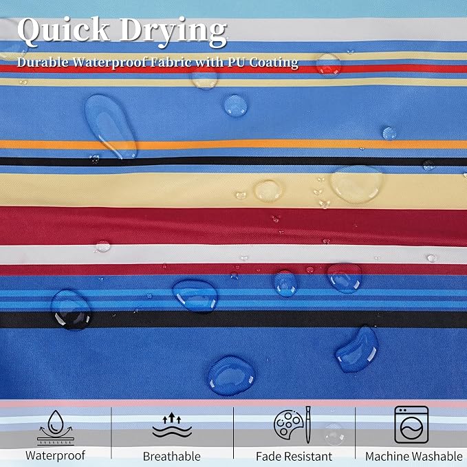 Pyonic Set of 2 Outdoor Pillow Covers 18x18 inch Waterproof Navy Nautical Striped Outdoor Pillow Covers Square Patio Pillows for Patio Tent Garden Beach