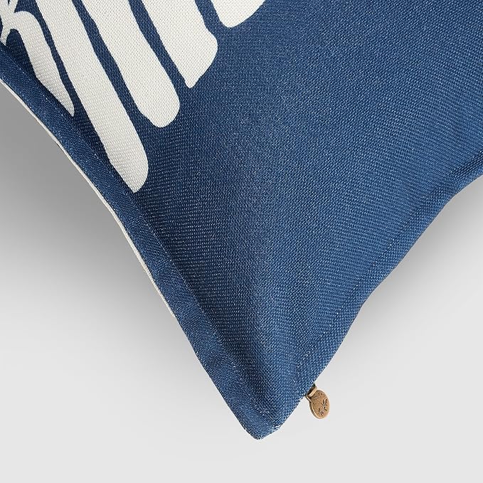 Fab Habitat Indoor/Outdoor Throw Pillow Made from Recycled Polyester Yarn - Double Sided, Stain Resistant, Machine Washable - Tropical - Patio, Deck, Porch, Living Room - Hilo - Blue - (20" x 20")