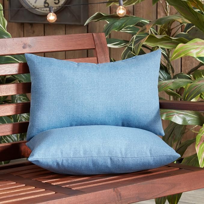South Pine Porch Denim Outdoor 19x12-inch Rectangle Accent Pillow, Set of 2