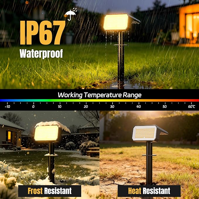 Solar Spot Lights Outdoor Waterproof, 10 Pack, 118 LED Warm White | IP67, 4 Modes Auto On/Off, for Yard Garden Pathway Walkway Tree Patio Driveway
