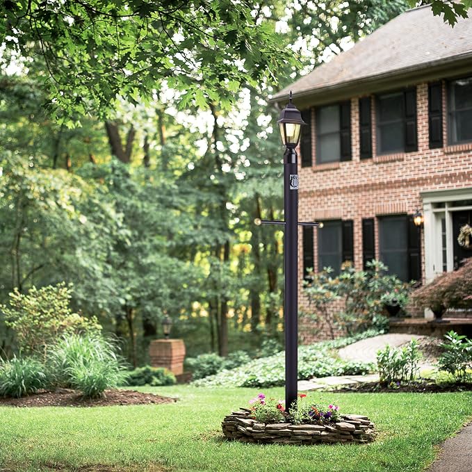 Design House Maple Street Outdoor Post Light with Clear Glass, Wet Rated for Driveway, Patio, and Garden, 507509 | Post Mount, Traditional, Aluminum, Lighting, 507509