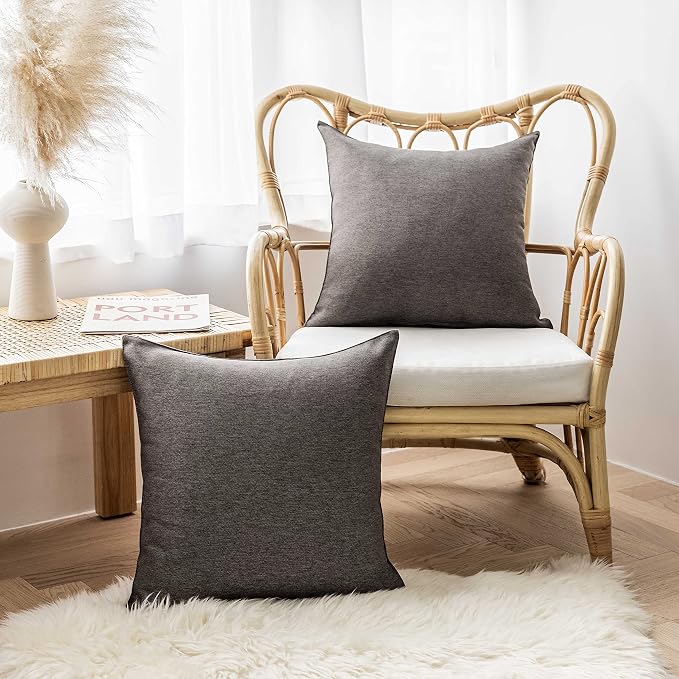 Home Brilliant 20x20 Pillow Covers Outdoor Throw Pillow Shams Grey Cushion Covers, 20 inches, 50 cm, Pack of 4, Charcoal Gray