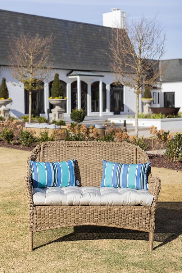 RSH DECOR: Sunbrella Lumbar Throw Pillows Set of 2 | 20" x 12" | Water and Fade-Resistant Performance Fabric | Outdoor Pillow Covers with Down-Alternative Inserts | Dolce Oasis