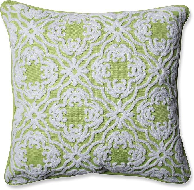 Pillow Perfect Trellis Indoor/Outdoor Throw Pillows, 1 Count, Large - 18.5 x 18.5, Green Allee Lime