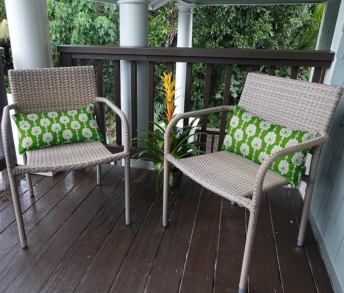 Indoor/Outdoor Polyester Fabric Lumbar Pillow Cover, All-Weather Waterproof Rectangular Cushion Case for Patio Furniture, 12 x 18 Set of 2 - Block-53